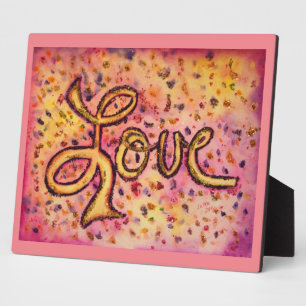 Liebe Rosa Glamour Glitzer Malgedicht Plaque Fotoplatte