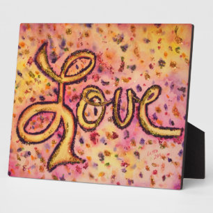 Liebe Rosa Glamour Glitzer Malgedicht Plaque Fotoplatte