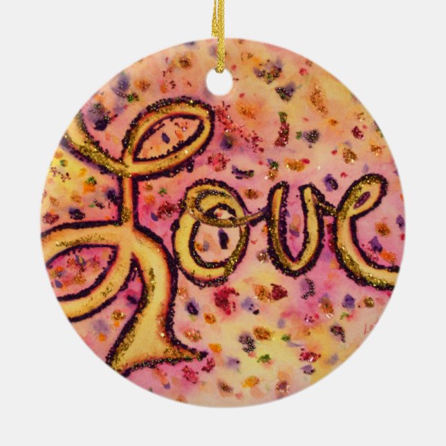Liebe Rosa Glamour Glitzer Word Ornamente (Hinten)