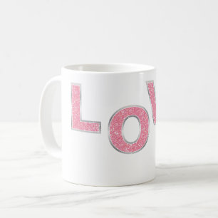 Liebe Rosa Glitzer Kaffeetasse
