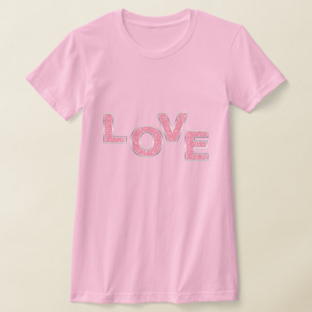 Liebe Rosa Glitzer T-Shirt (Ablage )