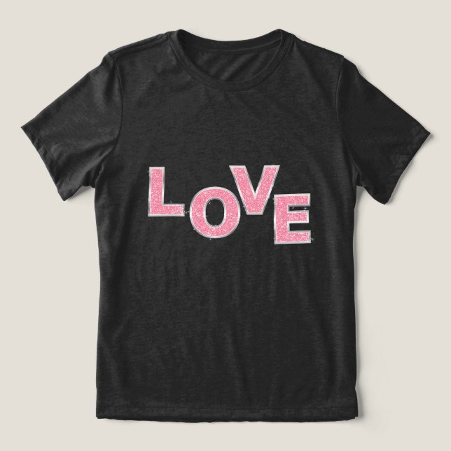 Liebe Rosa Glitzer Tri-Blend Shirt (Design Vorderseite)