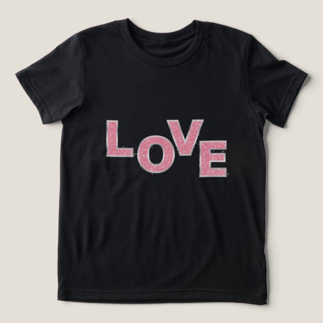 Liebe Rosa Glitzer Tri-Blend Shirt (Design Vorderseite)