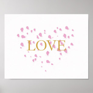 LIEBE - Rosa, Gold - inspirierendes Zitat Poster