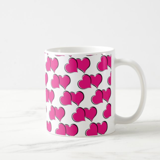 Liebe Rosa Herzen Tasse (Rechts)