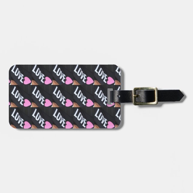 Liebe rosa Herzmarke Gepäckanhänger (Vorderseite horizontal)