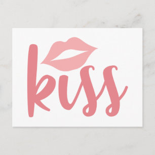 Liebe Rosa Lippenstift Kuss Liebe Hochzeit Verlobu Postkarte