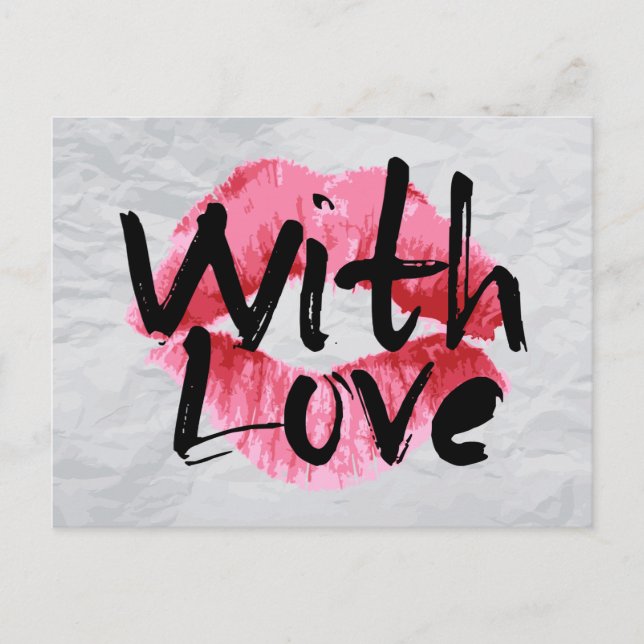 Liebe Rosa Lipstick Kiss Hochzeitstag Postkarte (Vorderseite)