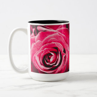 Liebe Rosa Rosen 15oz Zwei-Tonen-Tasse Schwarz Zweifarbige Tasse