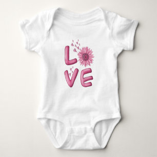 Liebe Rosa Sonnenblume Baby Strampler