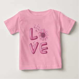 Liebe Rosa Sonnenblume Baby T-shirt