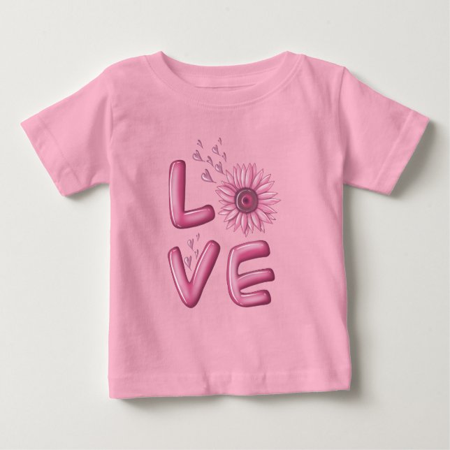 Liebe Rosa Sonnenblume Baby T-shirt (Vorderseite)