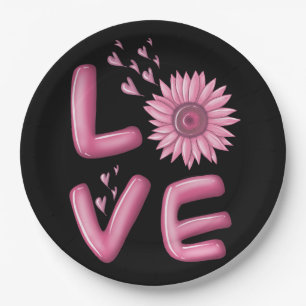 Liebe Rosa Sonnenblume Runde Pappteller
