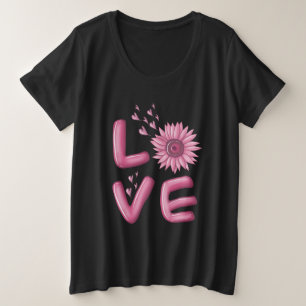 Liebe Rosa Sonnenblumen Große Größe T-Shirt