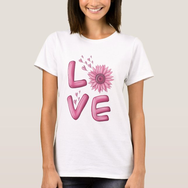 Liebe Rosa Sonnenblumen T-Shirt (Vorderseite)