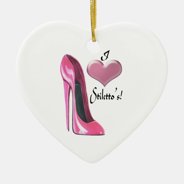 Liebe-rosa Stilett-Schuh und Verzierung des Keramik Ornament (Vorne)