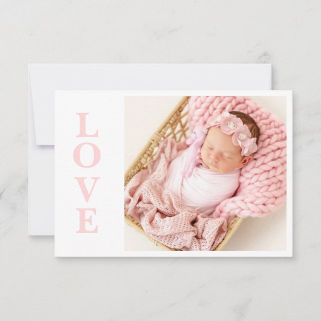 Liebe Rosa Typografie Foto Geburtserklärung (Vorderseite)