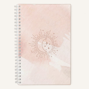 Liebe "Rosa und Gold Moon & Stars" Notizbuch