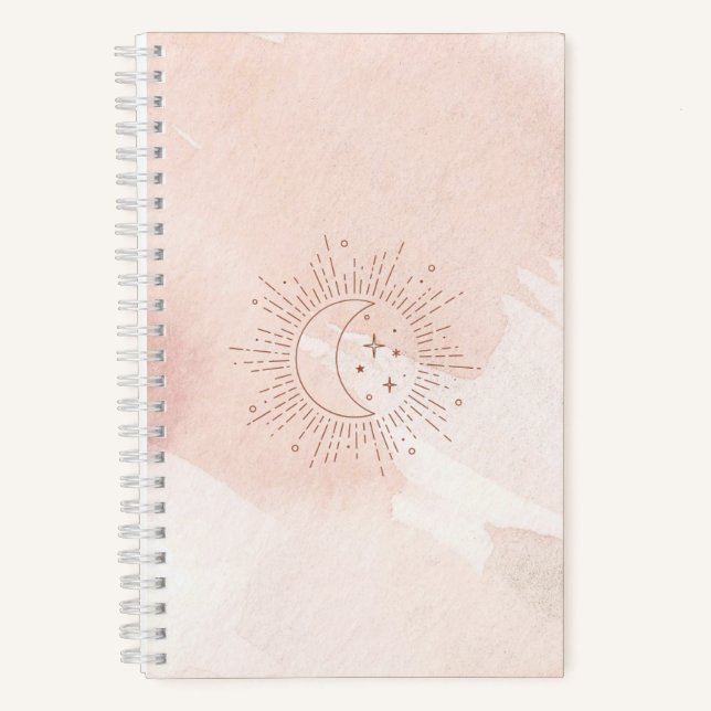 Liebe "Rosa und Gold Moon & Stars" Notizbuch (Vorderseite)