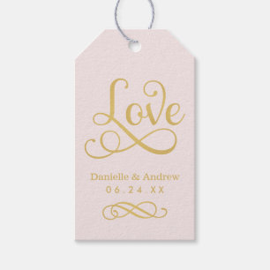Liebe Rosa- und GoldWedding Monogram Geschenkanhänger