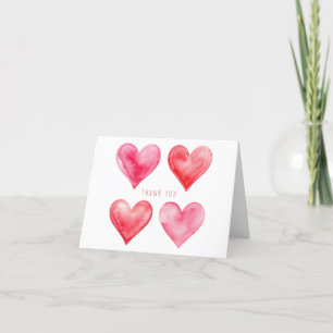 Liebe Rosa und Rote Wasserfarbenherzen Muster Dankeskarte