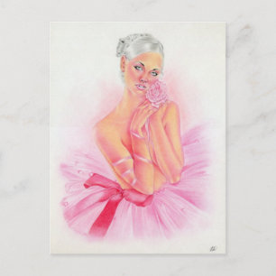 Liebe Rose Ballerina Postkarte