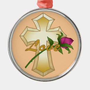Liebe Rose Christliche Kreuzung Ornament Aus Metall