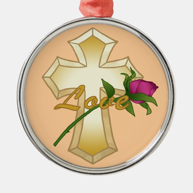 Liebe Rose Christliche Kreuzung Ornament Aus Metall (Vorne)