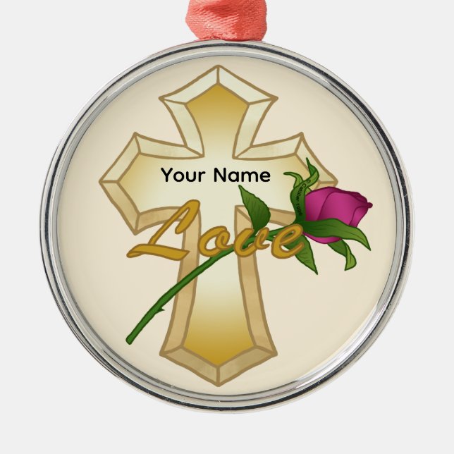 Liebe Rose Christliche Kreuzung Ornament Aus Metall (Vorne)