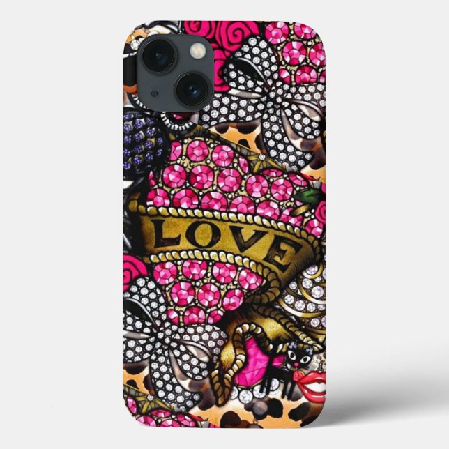 Liebe Rose Diamond Mosaik Handy Case (Rückseite)
