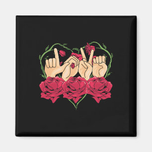 Liebe Rose Gebärdensprache Herzstück ASL Sensibili Magnet