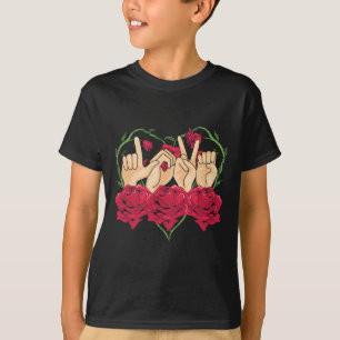 Liebe Rose Gebärdensprache Herzstück ASL Sensibili T-Shirt