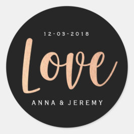 Liebe Rose Gold Black Wedding Sticker