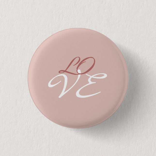 Liebe Rose Gold Farbe Kalligrafie Schrift Button (Vorderseite)