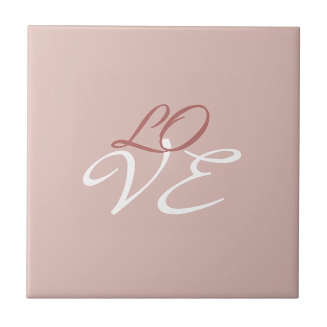 Liebe Rose Gold-Farbkalligrafie Fliese (Vorderseite)