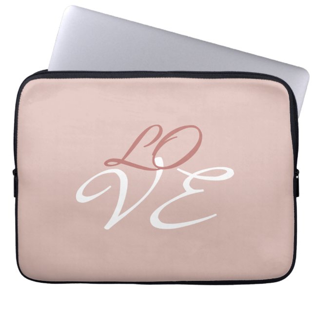 Liebe Rose Gold-Farbkalligrafie Laptopschutzhülle (Vorderseite)