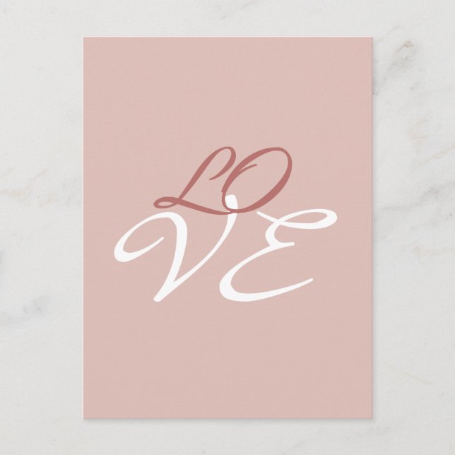 Liebe Rose Gold-Farbkalligrafie Postkarte (Vorderseite)