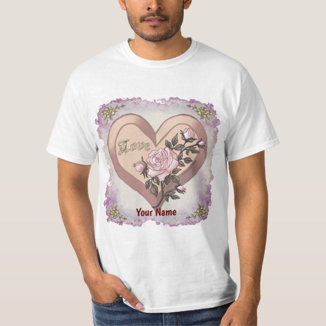 Liebe Rose Peach Heart T - Shirt (Vorderseite)