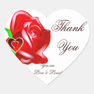 Liebe-Rose u. Heart_ Herz-Aufkleber