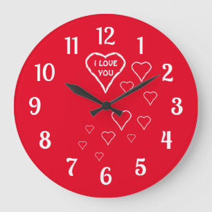 Liebe Rot mit der Uhr des weißen Herzens