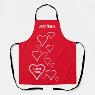 Liebe Rot mit White Hearts Print Schürze