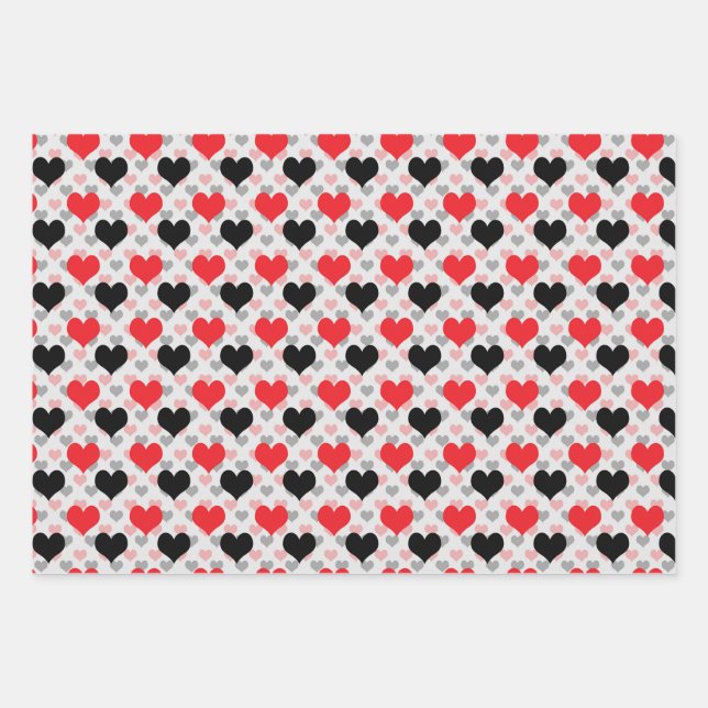 Liebe Rot-Schwarz-Valentine Geschenkpapier Set (Vorderseite)