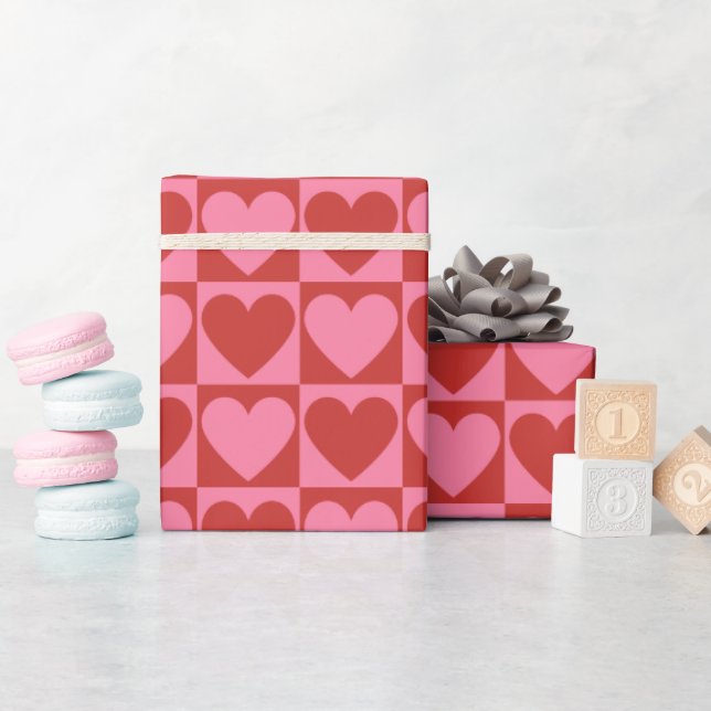 Liebe Rot und Rosa Herz Geschenkpapier (Babyparty)