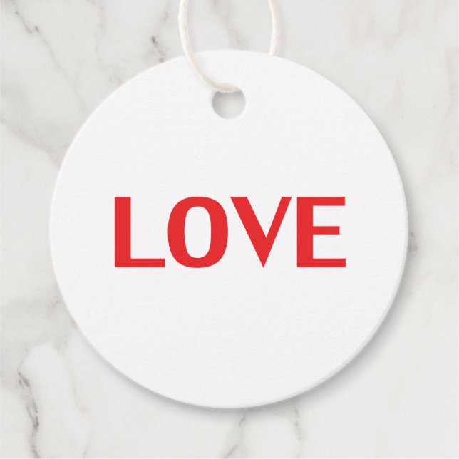 Liebe Rot-Weiß-minimalistischer Valentinstag Geschenkanhänger (Vorderseite)