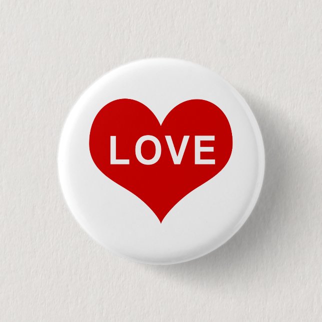 LIEBE Rote Liebe Herz Button (Vorderseite)