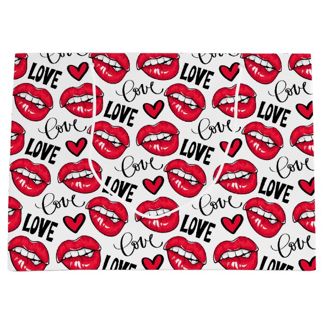 Liebe Rote Lippen Große Geschenktüte (Vorderseite)