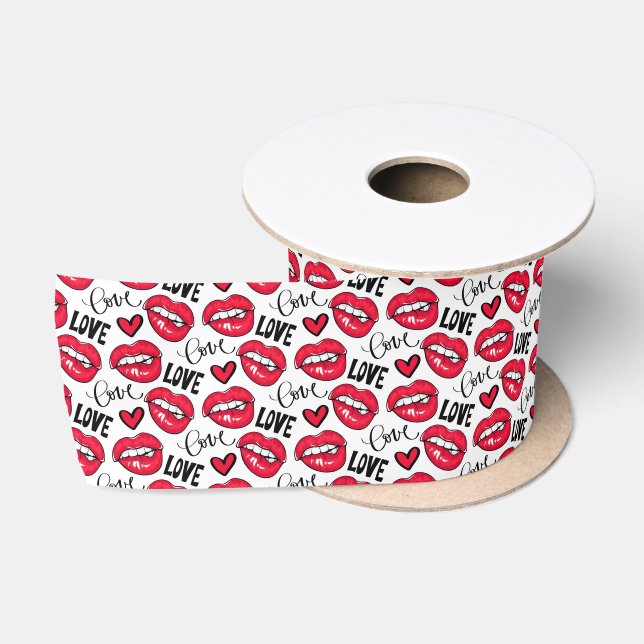 Liebe Rote Lippen Satinband (Spule)