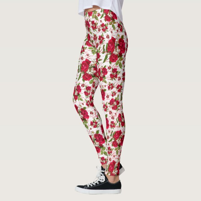 Liebe Rote Rose Bouquet Fotografie Random Muster Leggings