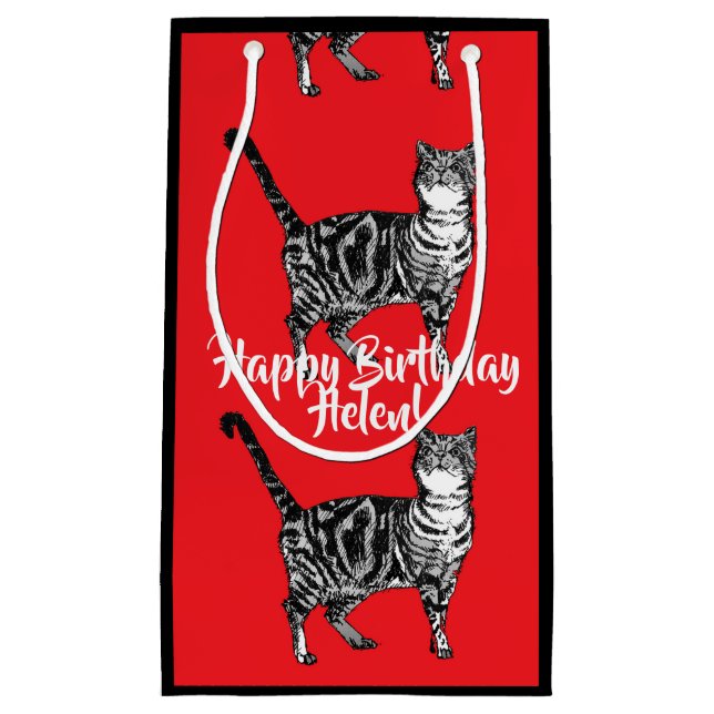 Liebe Rote Tabby Katze Haustier Geschenktasche Kleine Geschenktüte (Vorderseite)