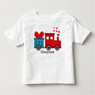 Liebe Rote Train Herz Valentinstag Kinder Name Kleinkind T-shirt